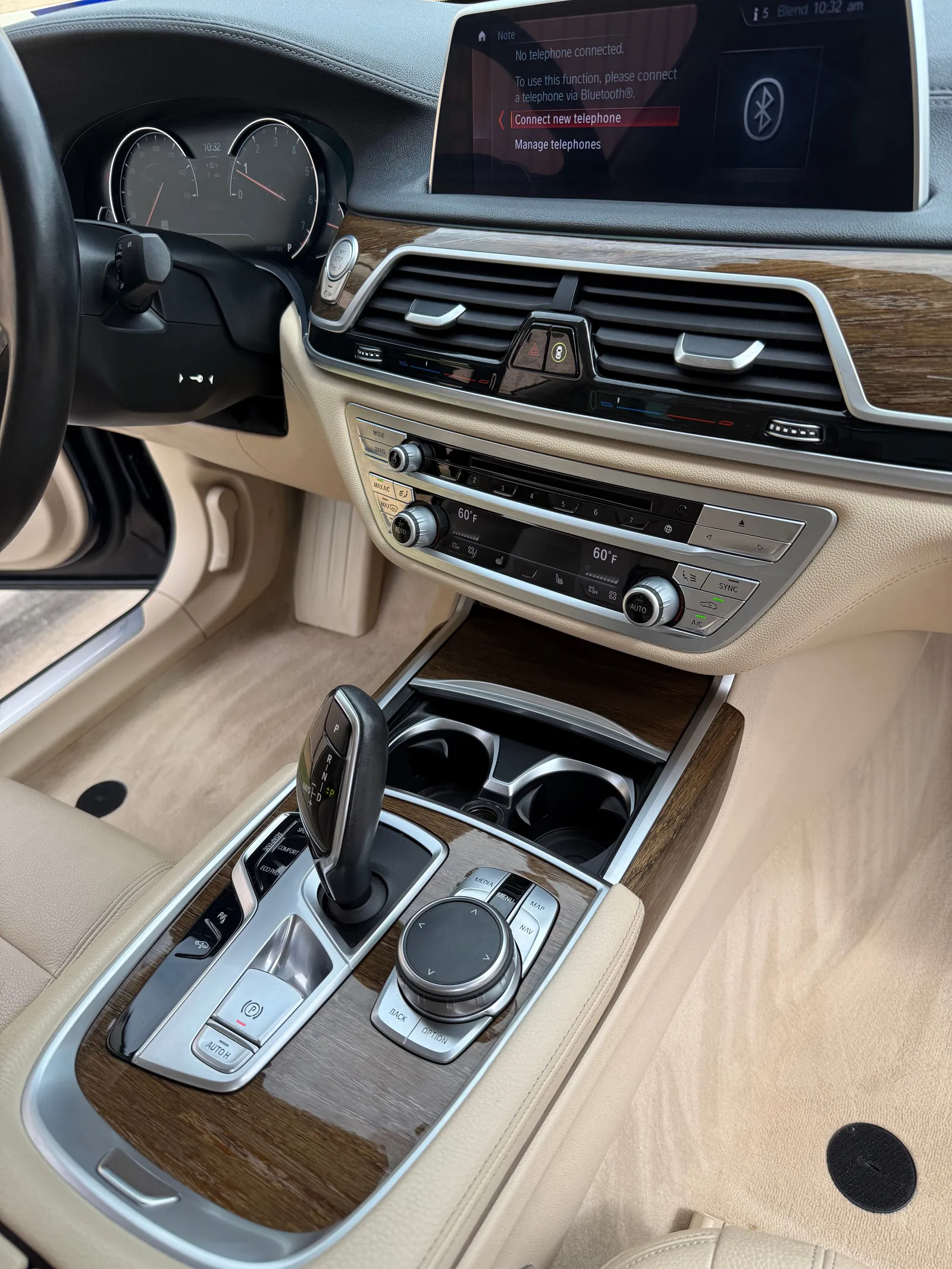 Spotless BMW dashboard and console after an interior detail