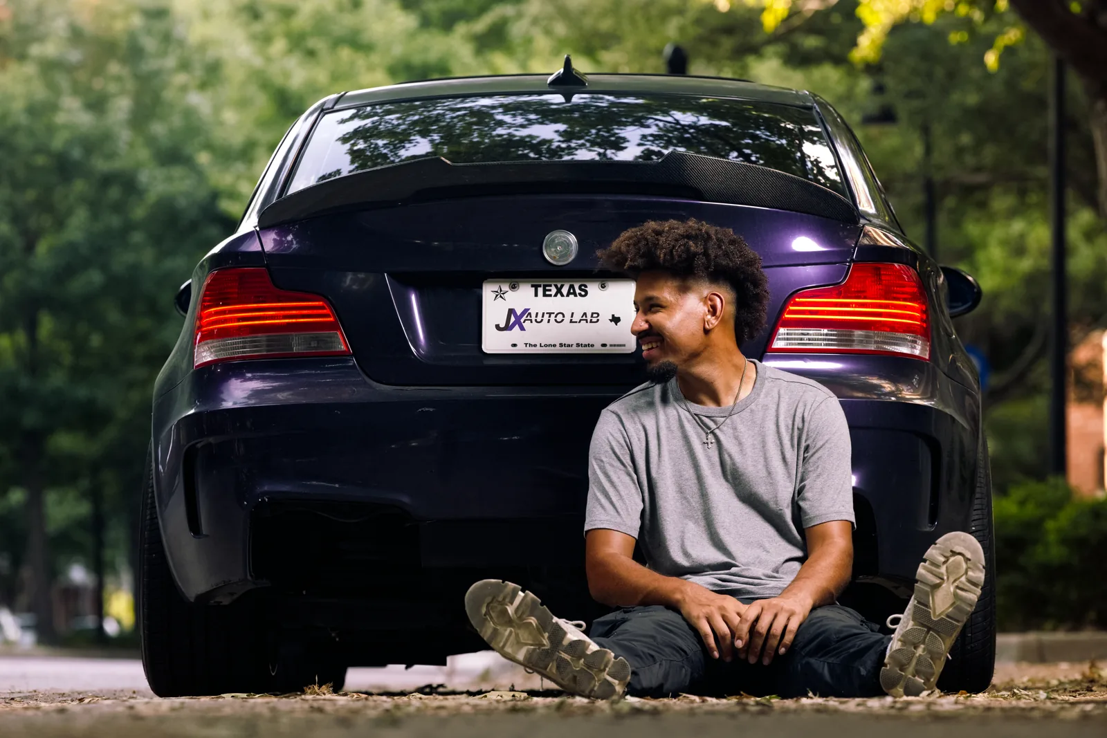 Jordan Rodriguez, owner of JX Auto Lab, with his BMW in Frisco, Texas